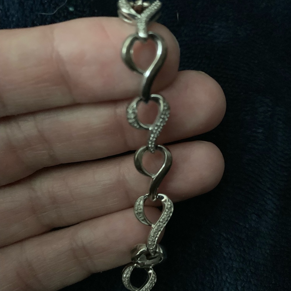 Solid Sterling Silver Bracelet With Diamond Accent - image 1